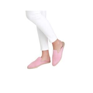 42gold Bermuda Pink Kid Suede Leather Espadrille Loafer Slides shoes